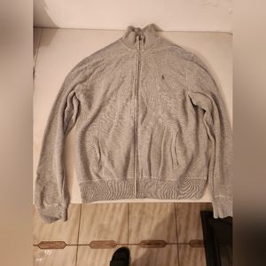 Mens polo ralph lauren  grey zip up crew neck sweater.